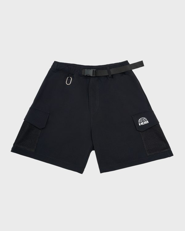 REFLECTIVE LOGO CARGO SHORTS BLACK