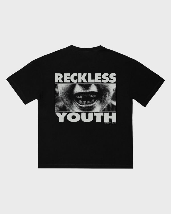 RECKLESS YOUTH TEE BLACK (loose fit)