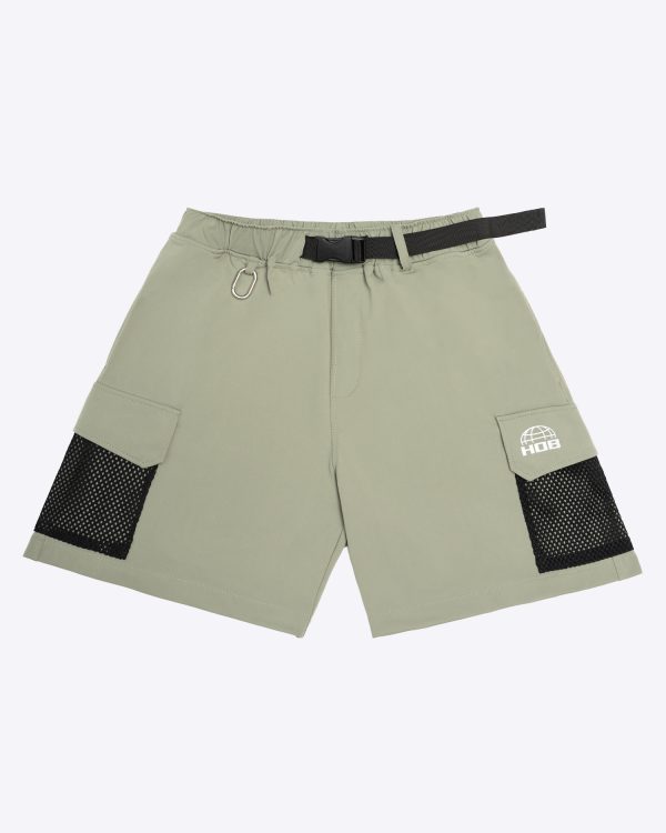 REFLECTIVE LOGO CARGO SHORTS OLIVE